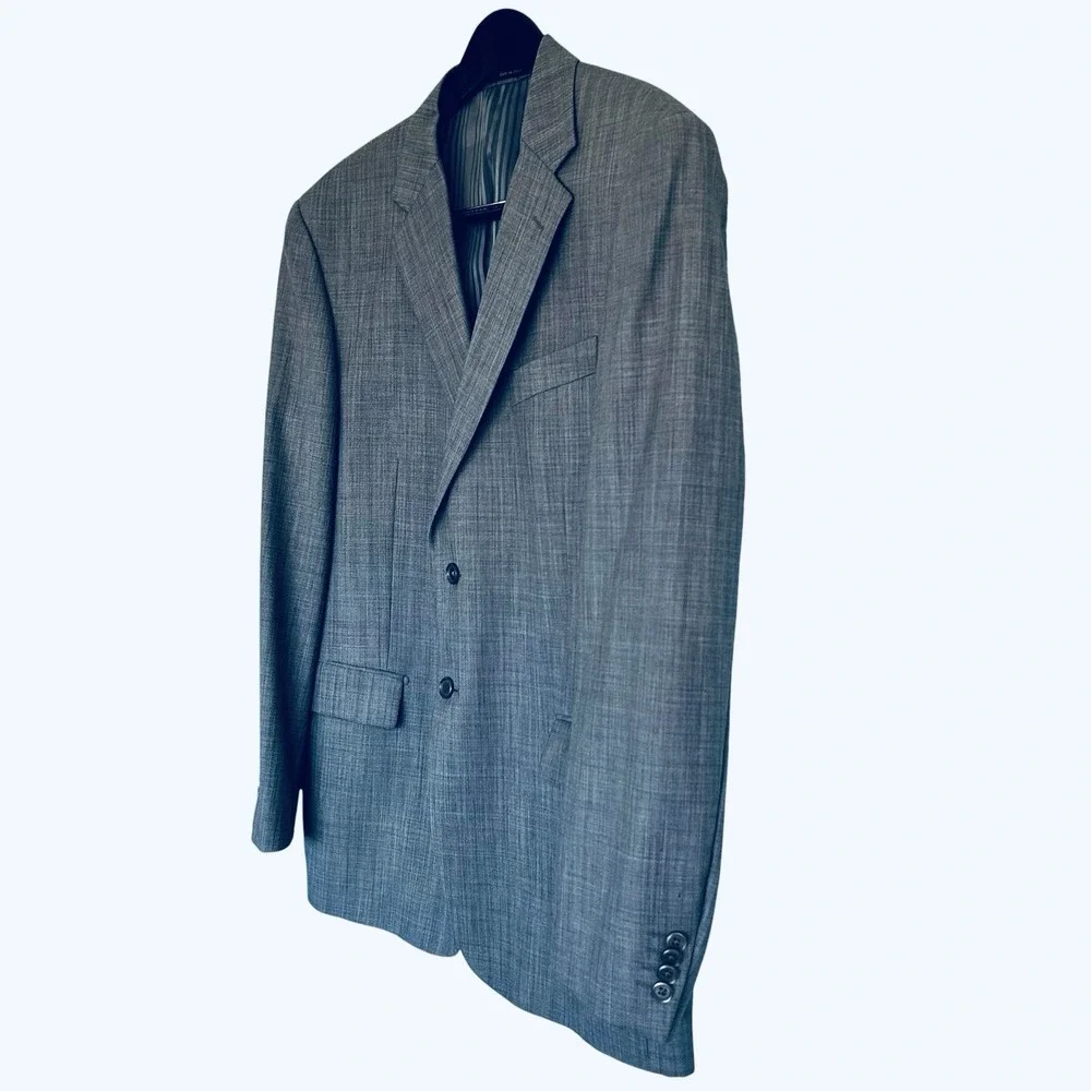 Tiglio Blazer 46R Gray Textured Italian Super 150s Wool Sport Coat Double Vent